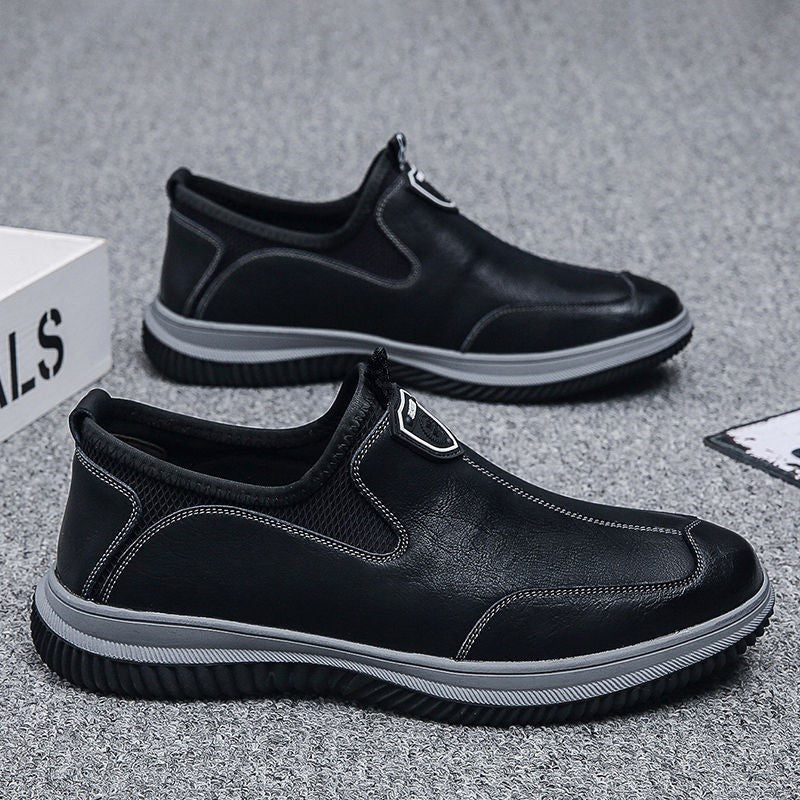 Men's Soft Leather Business Casual Breathable Dress Shoes - British Style Round Toe Slip-On Loafers