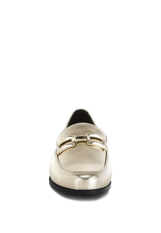 Melucine Metallic Horsebit Detail Loafers