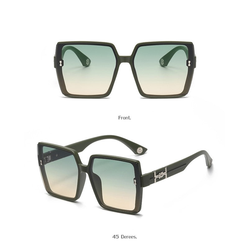 Fashion Large Square Frame UV400 Sun Protection Polarized Sunglasses