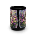 Floral Bunny Illustration Mug | Black Ceramic 15oz