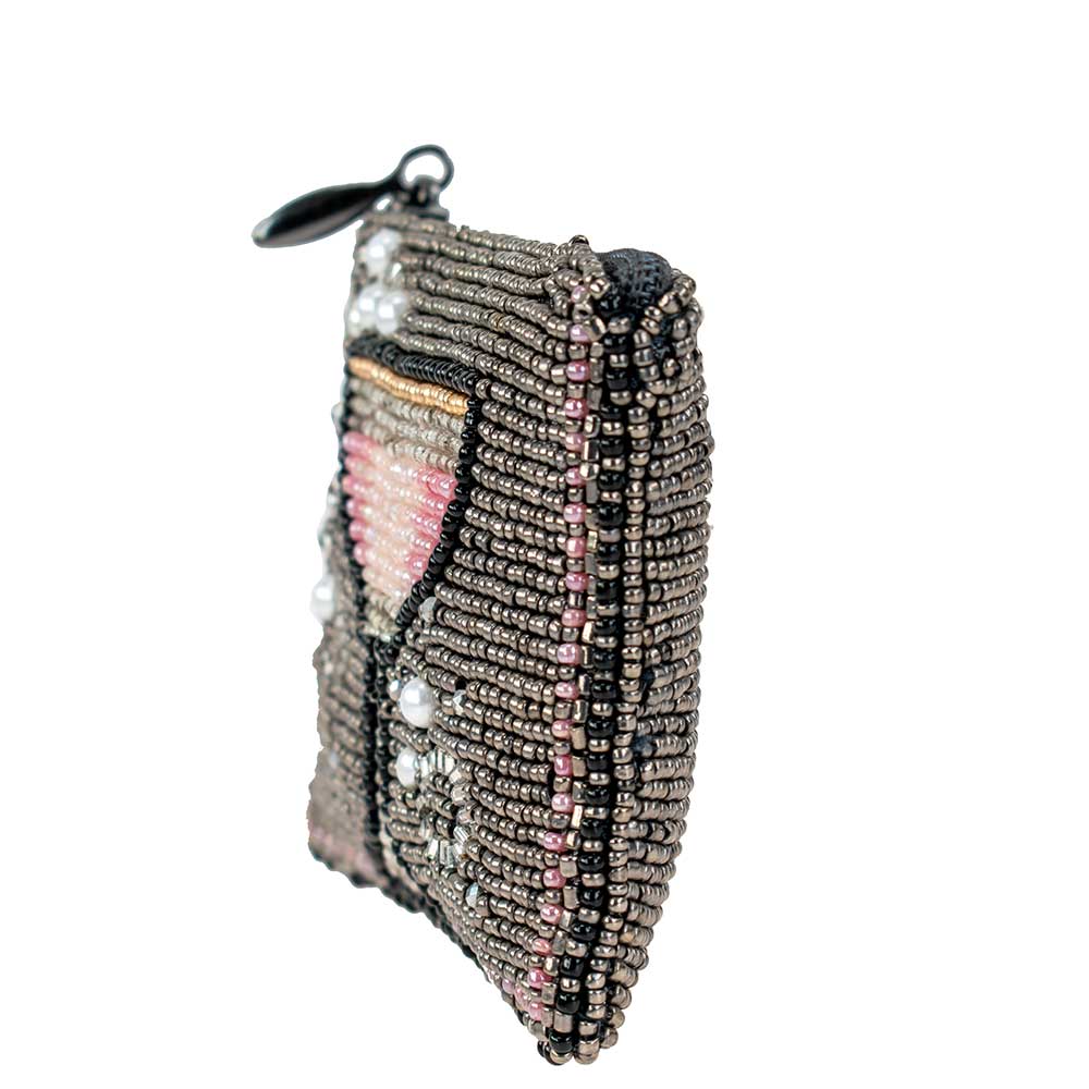 Mary Frances Pink Champagne Beaded Coin Purse/Key Fob