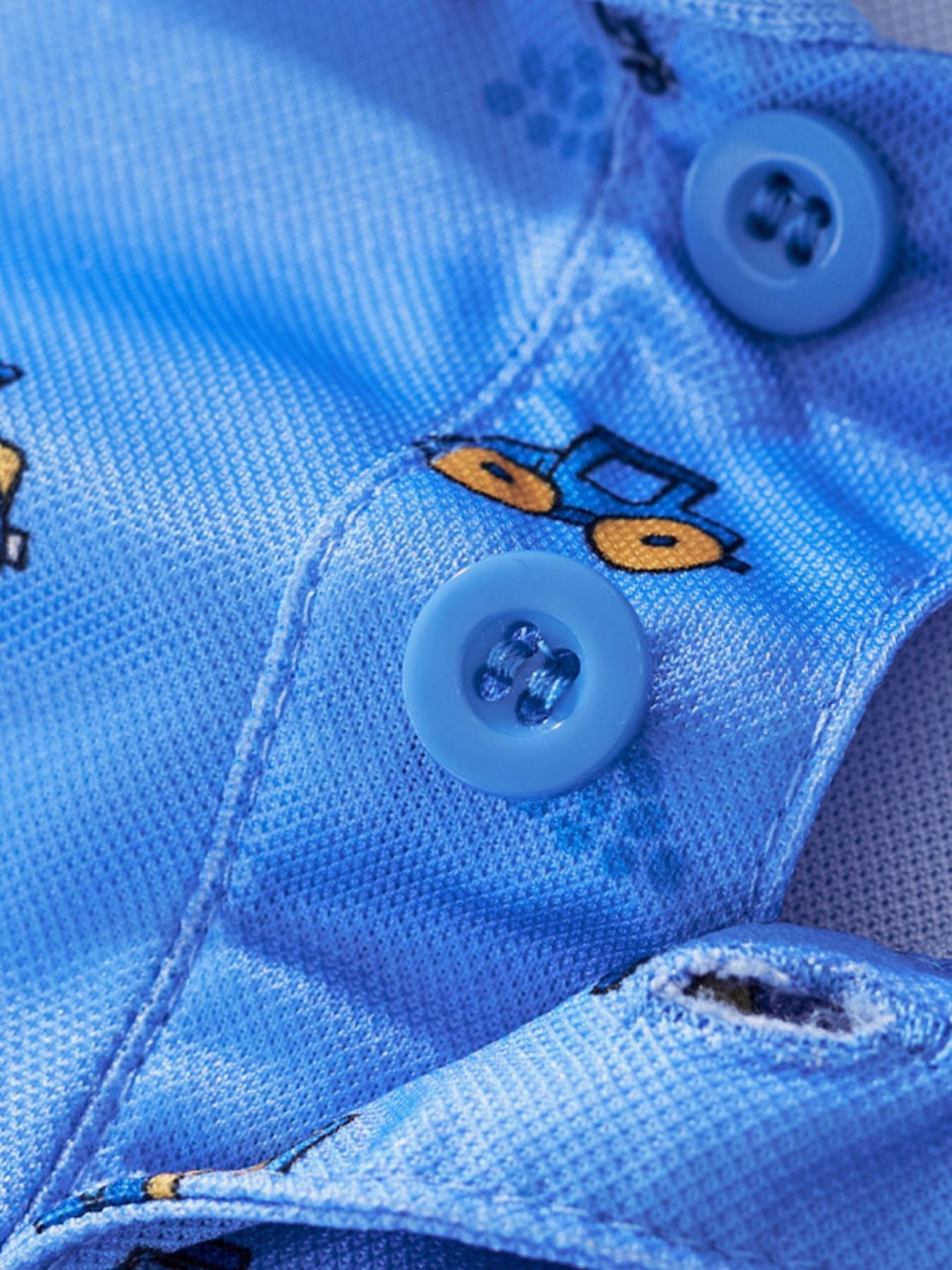 Children's Cartoon Excavator Print Short Sleeve Polo T-Shirt