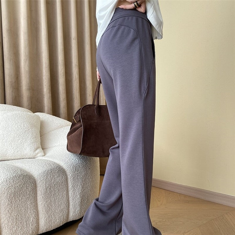 High-Waisted Flared Trousers with Floor-Length Hem