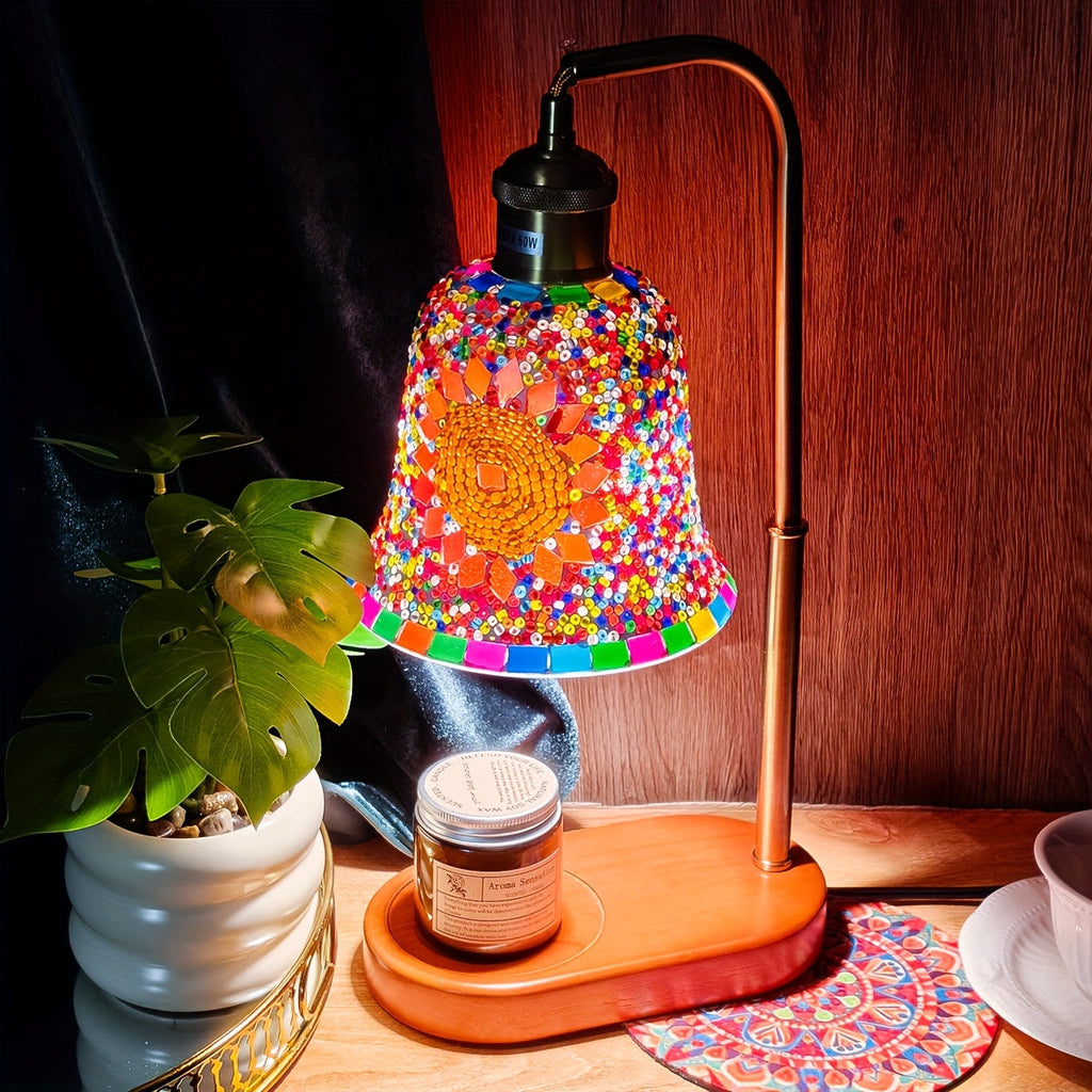 Turkish Mosaic Candle Lamp – Dimmable Glass Table Light for Bedroom & Holidays