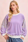 Mix and Match Sweatshirt with Floral Sleeve Striped