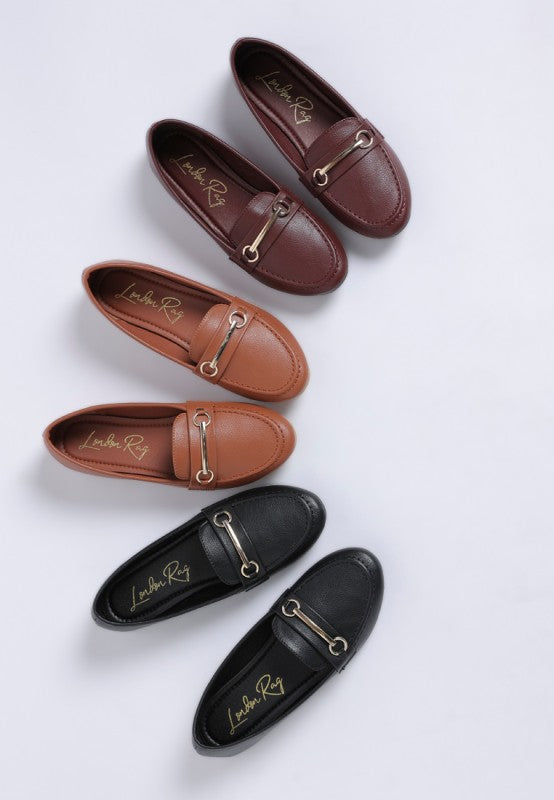 Oliot Horsebit Detail Flat Loafers