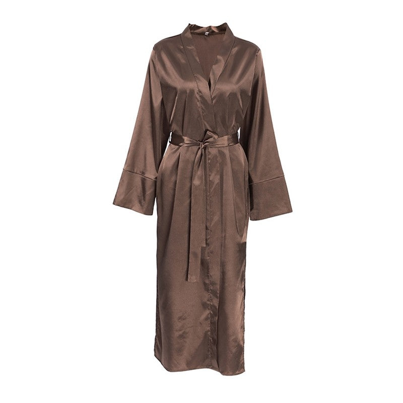 Long Sleeve Tie-Waist Robe with Side Slits