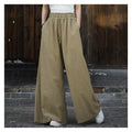 Solid Color Loose Elastic Waist Wide Leg Pants