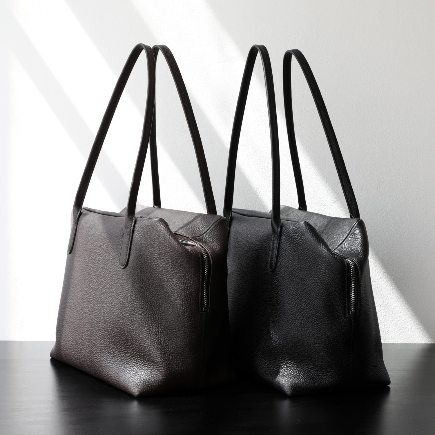 Women's Genuine Leather Shoulder Bag – Full-Grain Cowhide Handbag with Zipper & Card Holder
