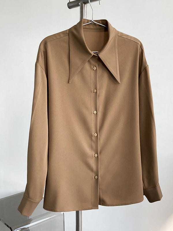 Stylish 3 Colors Solid Color Long Sleeves Blouse