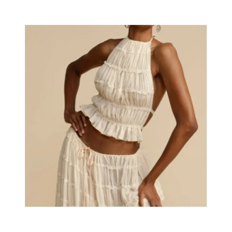 Strappy Backless Crop Top and Skirt Co-ord Set