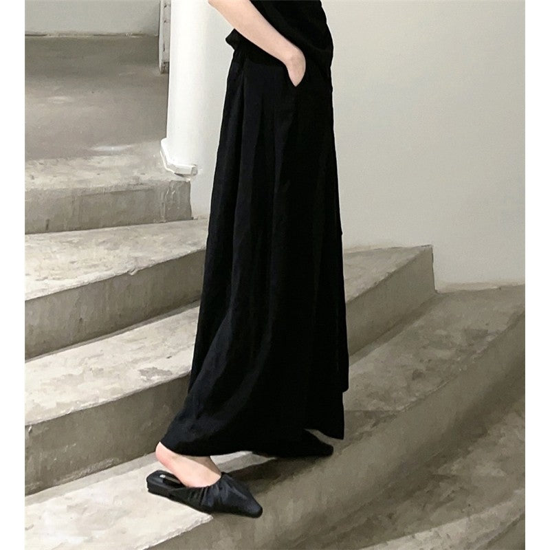 Wide Leg Casual Loose Fit Retro Pants in Solid Color