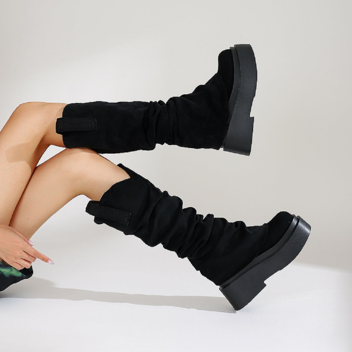 Women's Chunky Platform High Boots - European Style Suede Winter Boots