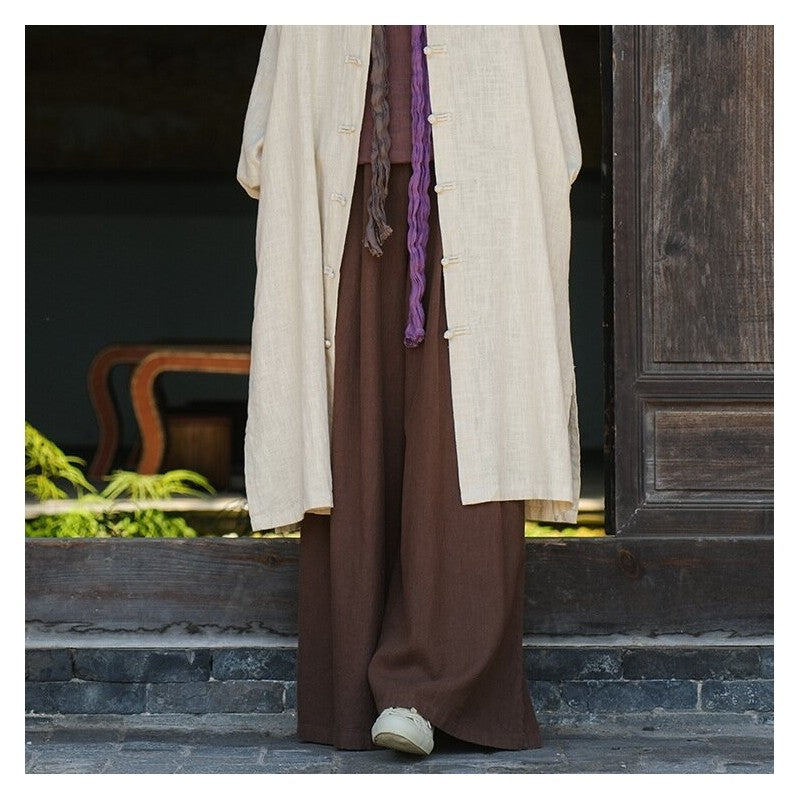 Elegant Tie-Waist Wide-Leg Pants in Solid Color