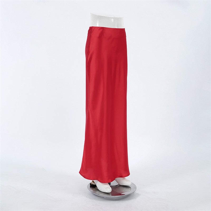 Sleek Satin Mermaid Skirt in Solid Color