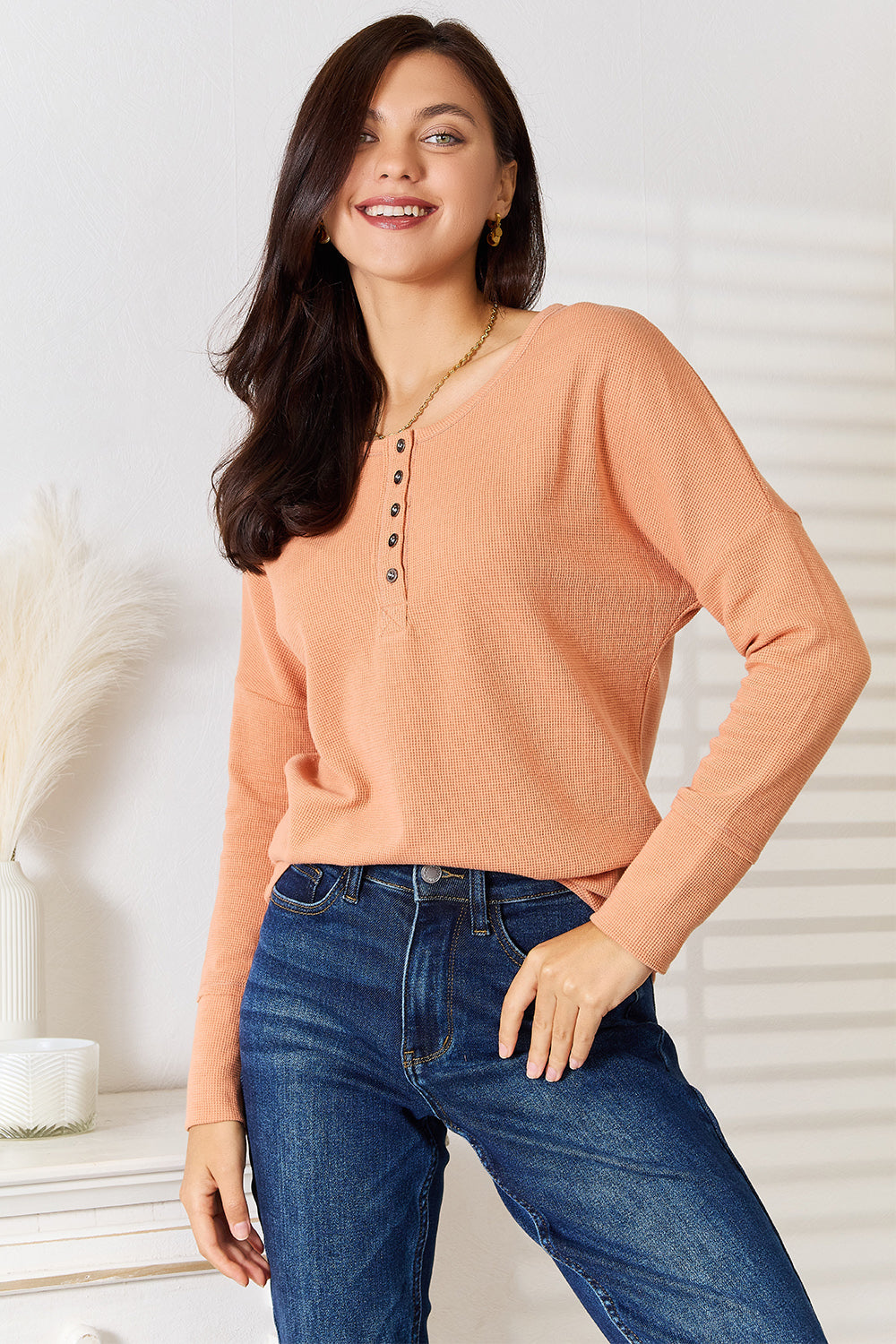 I am a Fashion Junky Half Button Long Sleeve Top