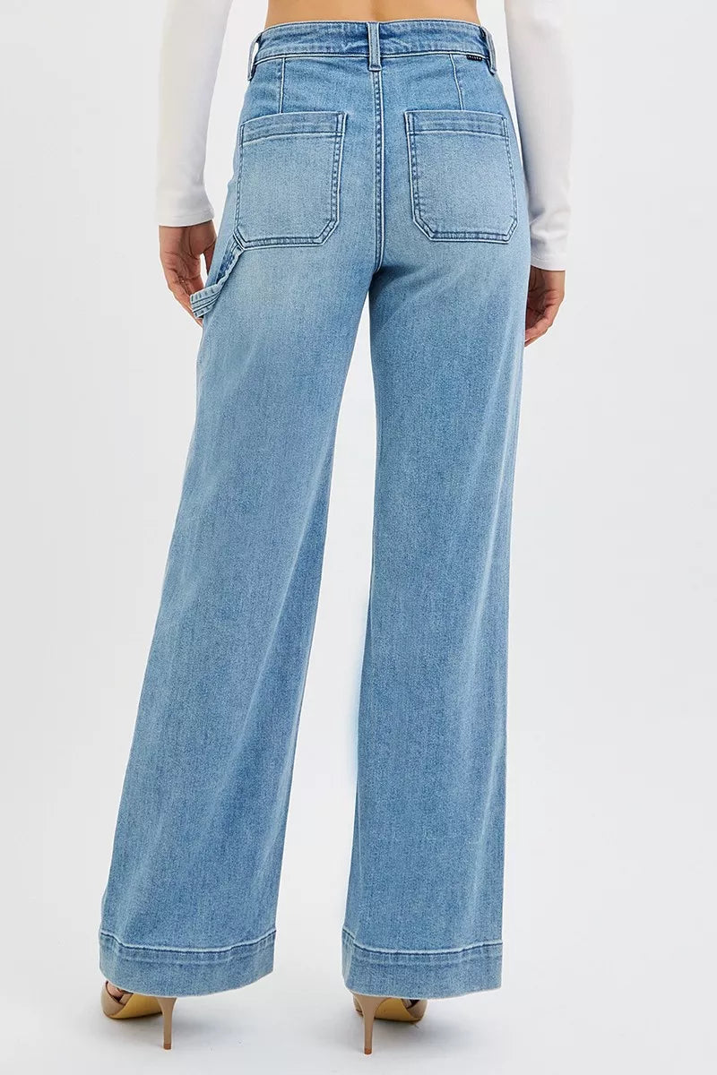 Full Size High Rise Straight Leg Jeans with Front Pockets Plus Size