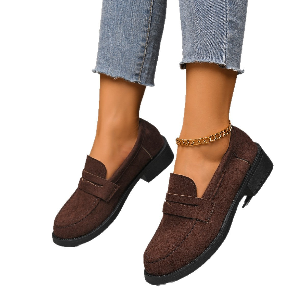 Women's Vintage Suede Loafers - British Style Slip-On Shoes