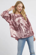 Metallic Fabric Blouse with Balloon Sleeves