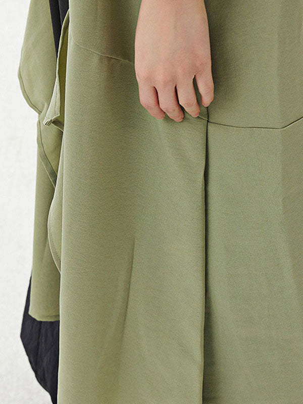 Irregular Clipping Loose Solid Color Round-Neck Midi Dresses