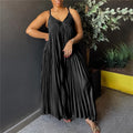 Solid Color Halter Pleated A-Line Dress
