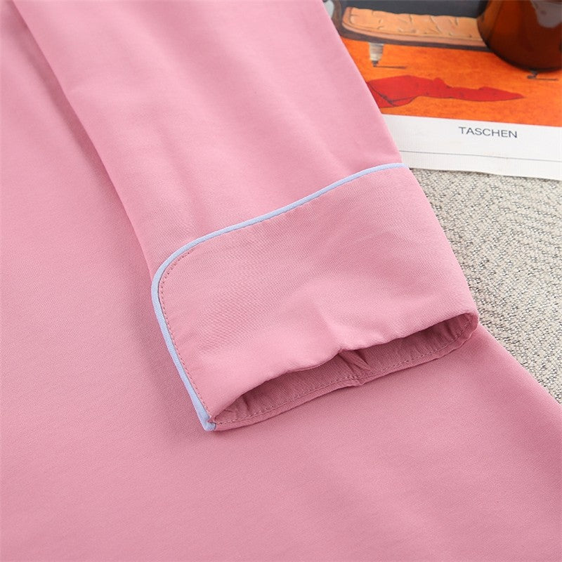 Long Sleeve Lapel Single Breasted Top and Pants Loose Two-Piece Suit Pajama Set