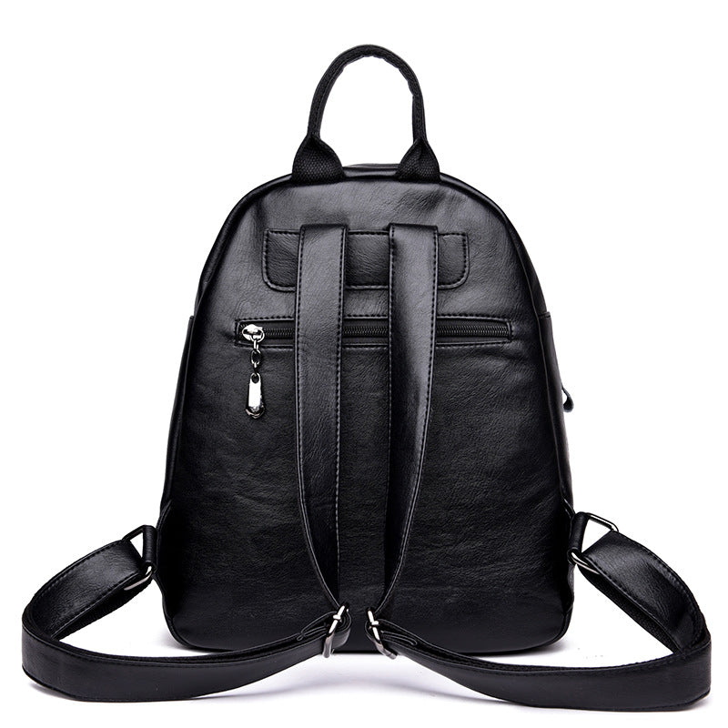 Women's Korean Fashion PU Leather Backpack | Casual Travel Daypack with Multiple Compartments
