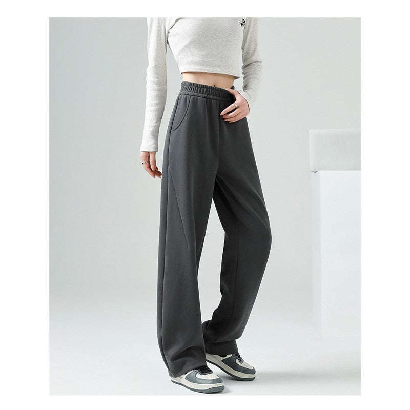 Casual Loose Sweatpants with Solid Color and Elastic Waist
