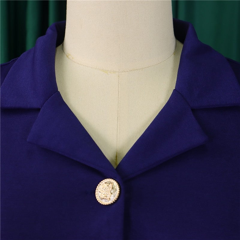 High-Waisted Short Sleeve Solid Color Dress