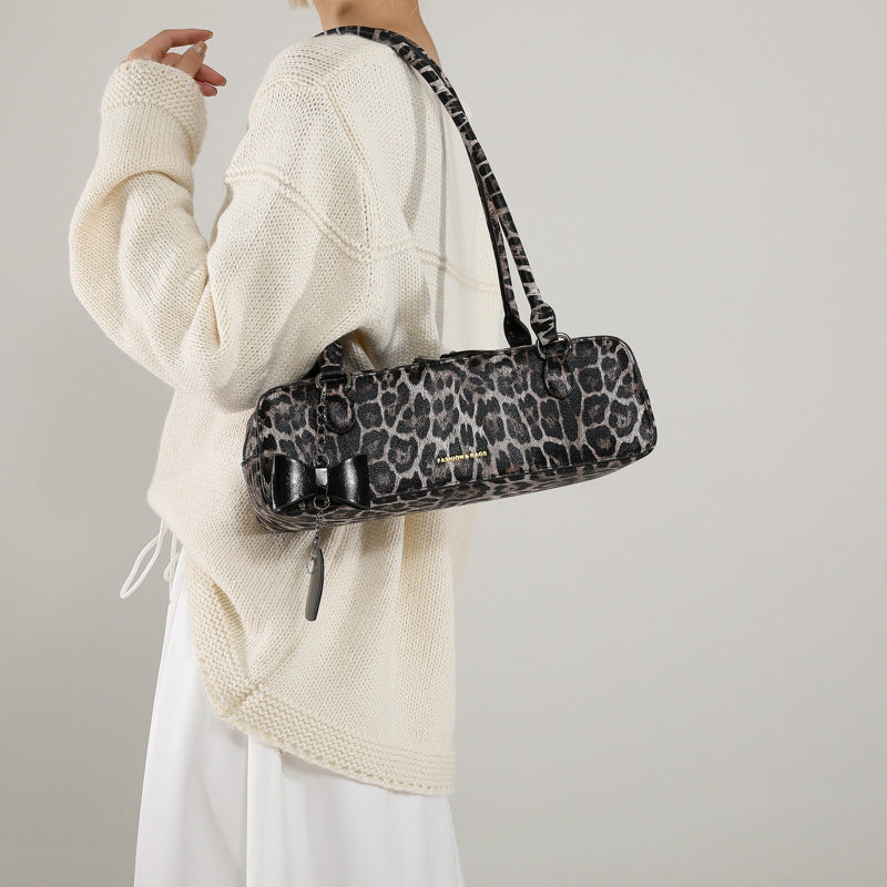 Leopard Print Tote Bag – Retro European Style Handbag | Black, Brown & Yellow