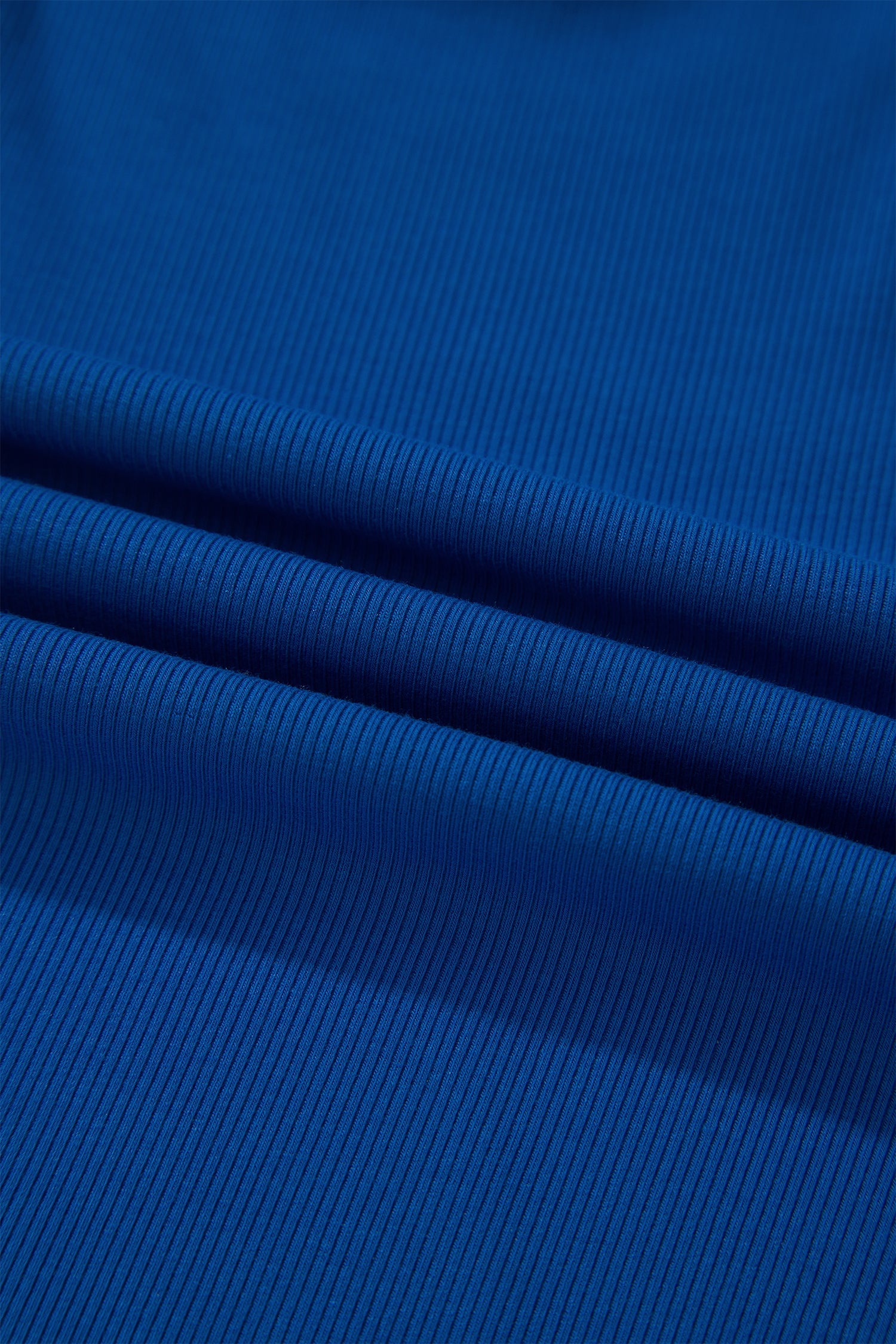 Dark Blue Ribbed Slim Tank Pocketed Wide Leg Shorts Set