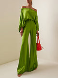 High-Waisted Loose Solid Color Split-Joint Trousers