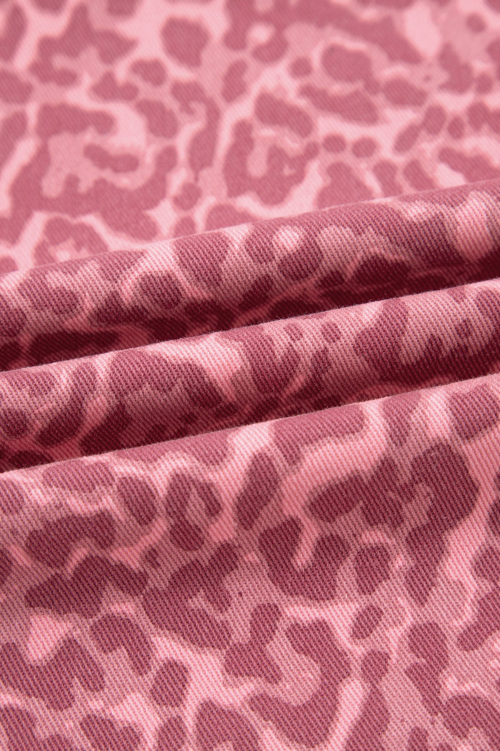 Rose Leopard Frayed Edge Wide Leg High Waist Jeans
