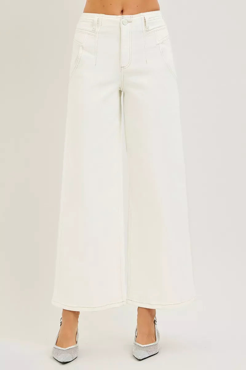 High Rise Ankle Wide Pants