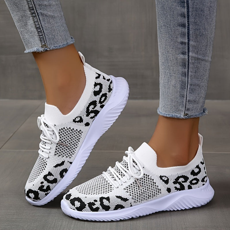 Leopard Print Lace-Up Sneakers