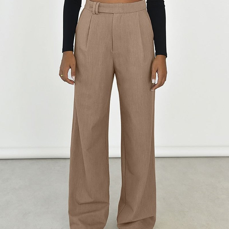 High Waisted Wide Leg trousers in Solid Color