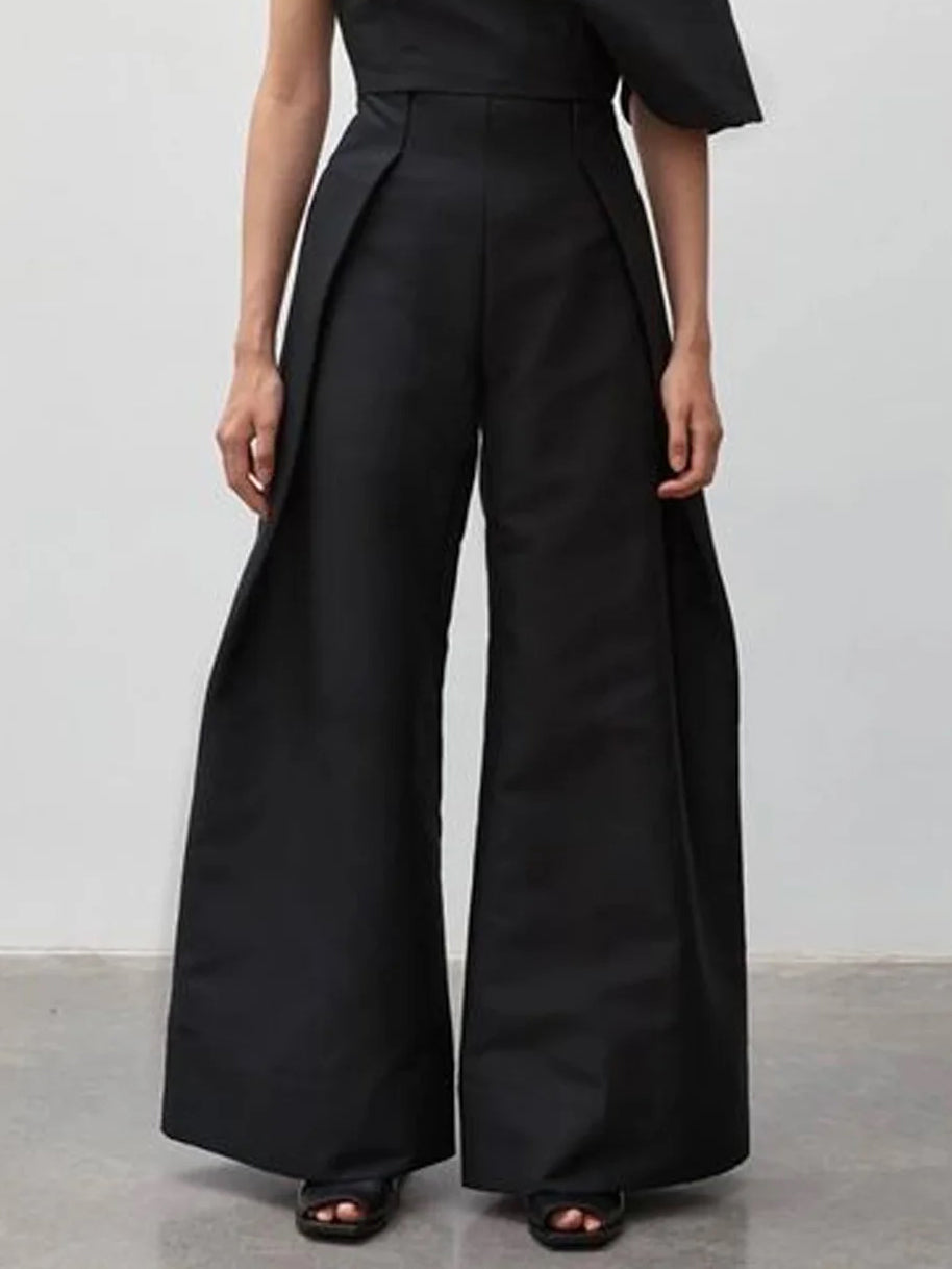 Loose Sleeveless Solid Color Off-The-Shoulder Two Pieces Set
