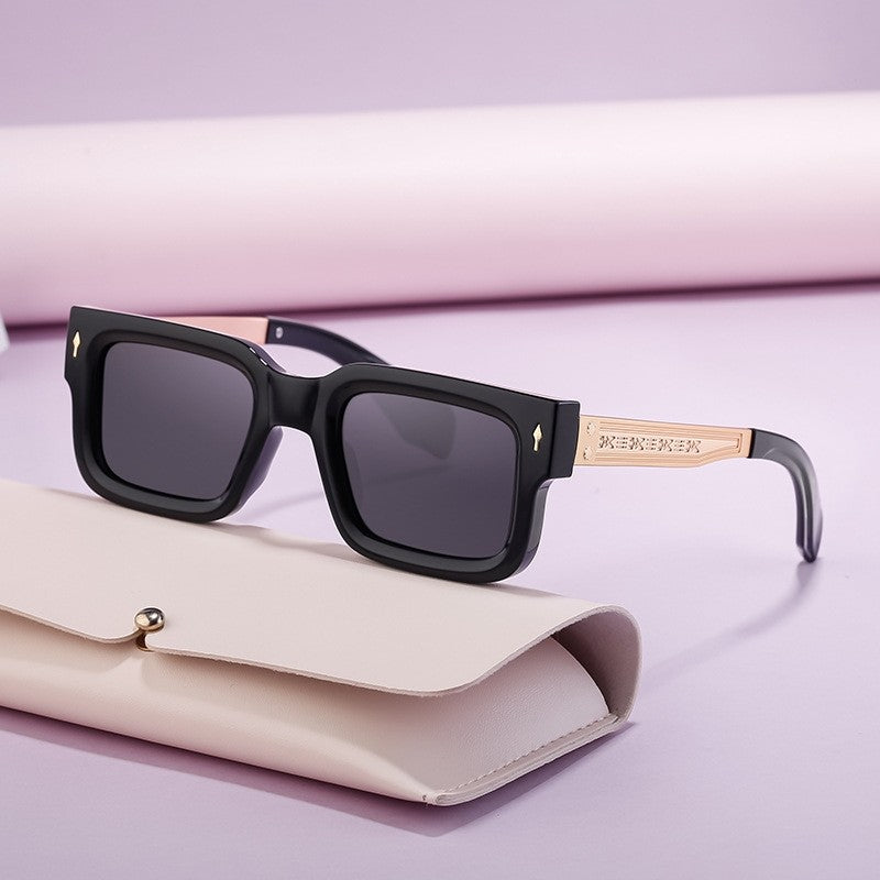 UV400 Unisex Full Square Frame Polarized Retro UV Protection Sunglasses