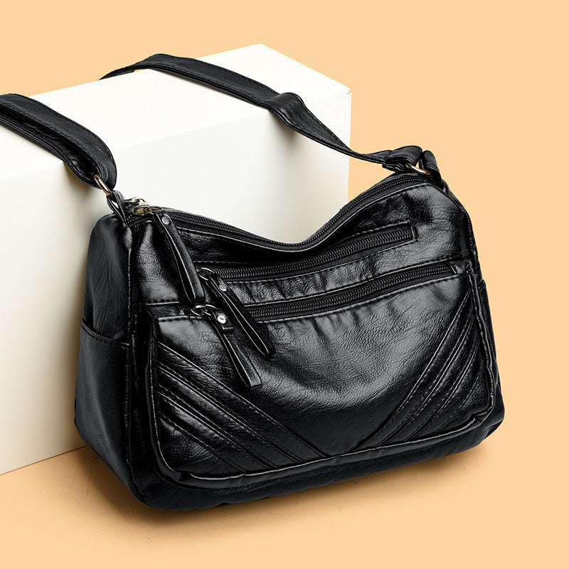Retro-Textured Crossbody Shoulder Bag – Minimalist PU Leather Women's Bag
