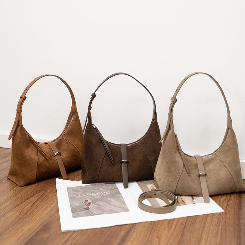 Elegant Genuine Leather Shoulder Bag - Korean Style Crossbody Dumpling Bag for Women