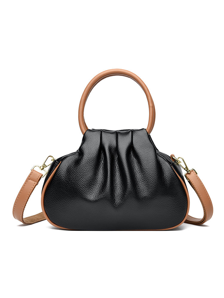 Premium Pleated Leather Crossbody Shoulder Bag for Women - Multi-Compartment Organizer
