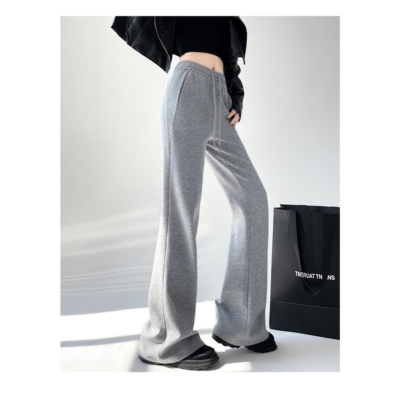Solid Color High-Waisted Flowy Casual Pants