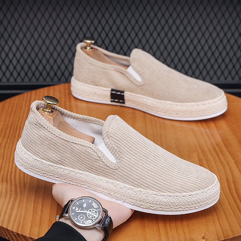Men's Casual Slip-On Loafer Shoes – Lightweight Flat Heel | Black Beige Gray