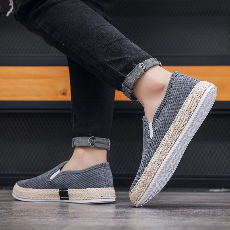 Men's Casual Slip-On Loafer Shoes – Lightweight Flat Heel | Black Beige Gray