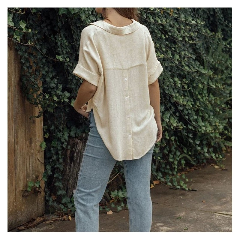 Relaxed Fit V-Neck Casual Comfort Shirt Top