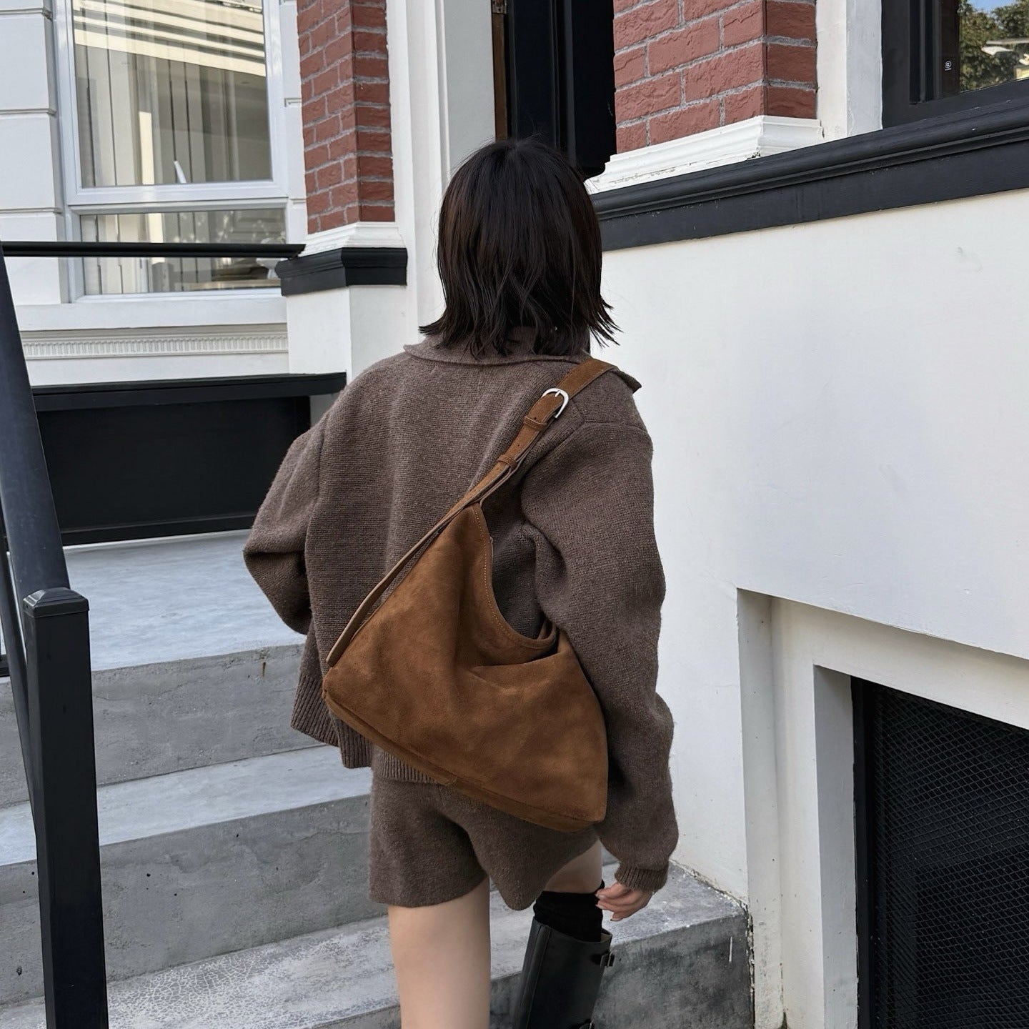 Matte Suede Bucket Bag