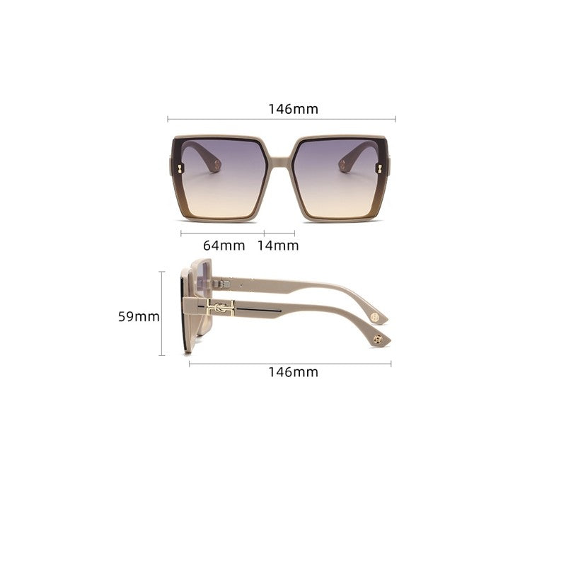 Fashion Large Square Frame UV400 Sun Protection Polarized Sunglasses