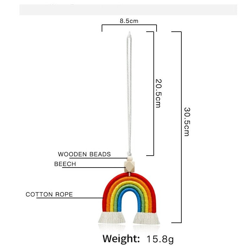 Colorful Handmade Crocheted Rainbow Car Hanging Decorations