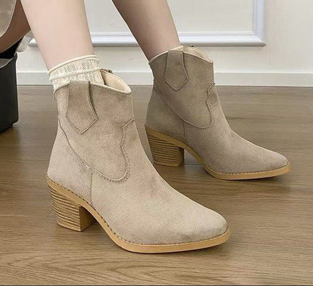 Women's Retro Sock Bootie | Pointed Toe Slip-On | Mid Heel