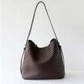 Large-Capacity Woven Bucket Shoulder Bag – Retro Commuter Underarm Bag